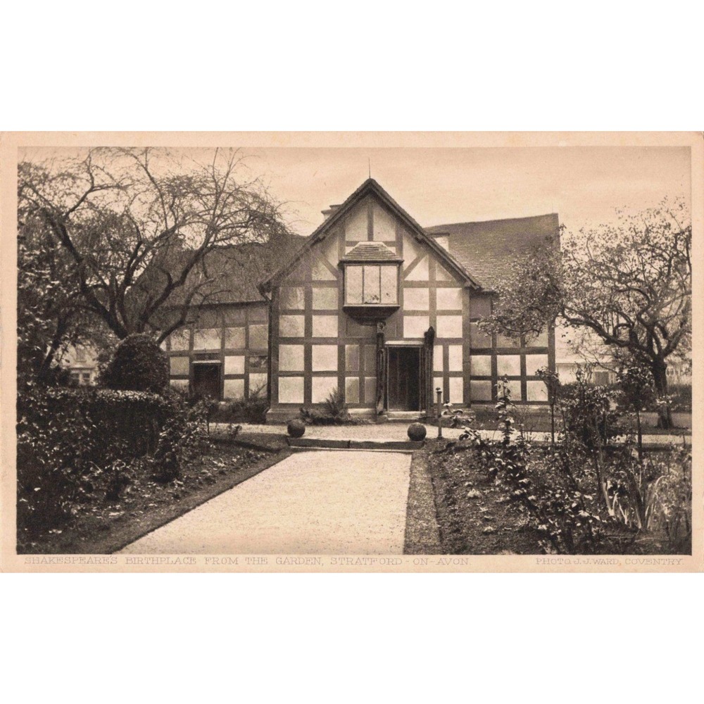 Stratford-on-Avon Shakespeare's Birthplace Garden JJ Ward UK Vintage Postcard